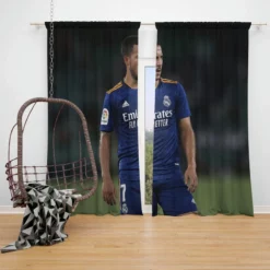Eden Hazard in Real Madrid Blue Jersey Window Curtain