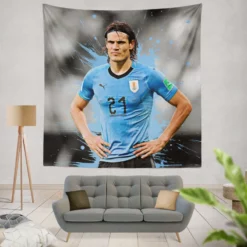 Edinson Cavani Populer Uruguayan Football Player Tapestry