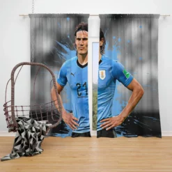 Edinson Cavani Populer Uruguayan Football Player Window Curtain