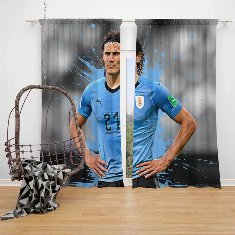 Edinson Cavani Populer Uruguayan Football Player Window Curtain