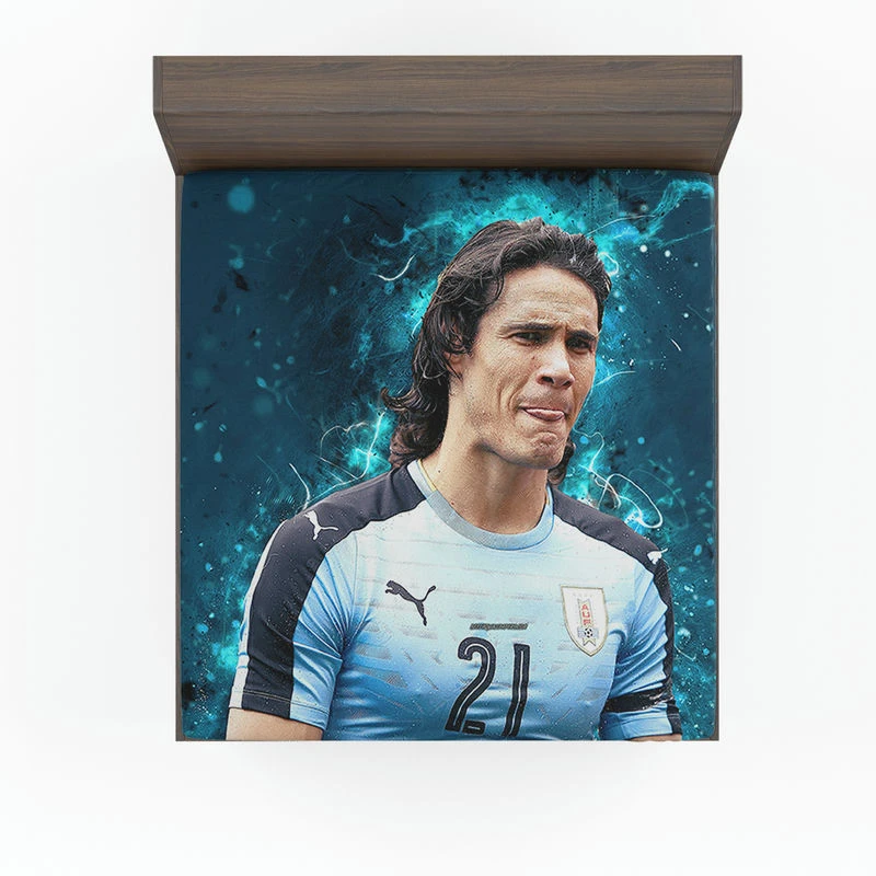 Edinson Cavani Top Ranked Uruguayan Football Player Fitted Sheet