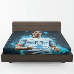 Edinson Cavani Uruguayan Energetic Football Player Fitted Sheet 1