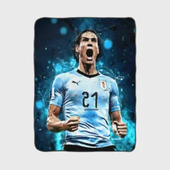 Edinson Cavani Uruguayan Energetic Football Player Fleece Blanket 1