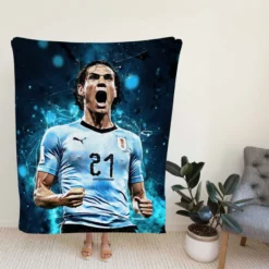 Edinson Cavani Uruguayan Energetic Football Player Fleece Blanket