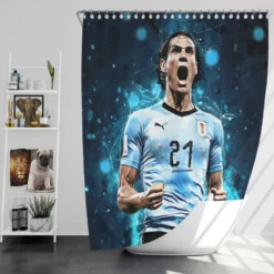Edinson Cavani Uruguayan Energetic Football Player Shower Curtain