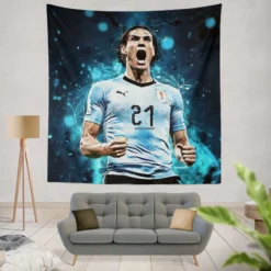Edinson Cavani Uruguayan Energetic Football Player Tapestry