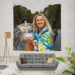 Elina Svitolina Energetic Tennis Player Tapestry