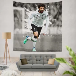 Elite Liverpool Soccer Player Mohamed Salah Tapestry