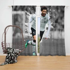 Elite Liverpool Soccer Player Mohamed Salah Window Curtain