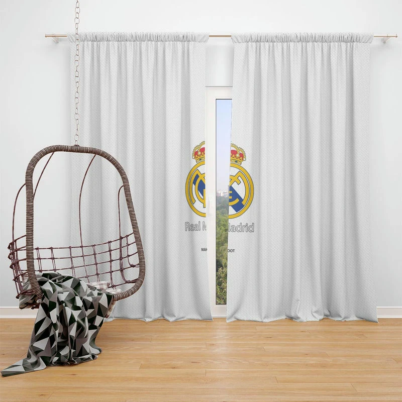Encouraging Club Real Madrid Logo Window Curtain
