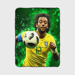 Encouraging Football Player Marcelo Vieira Fleece Blanket 1