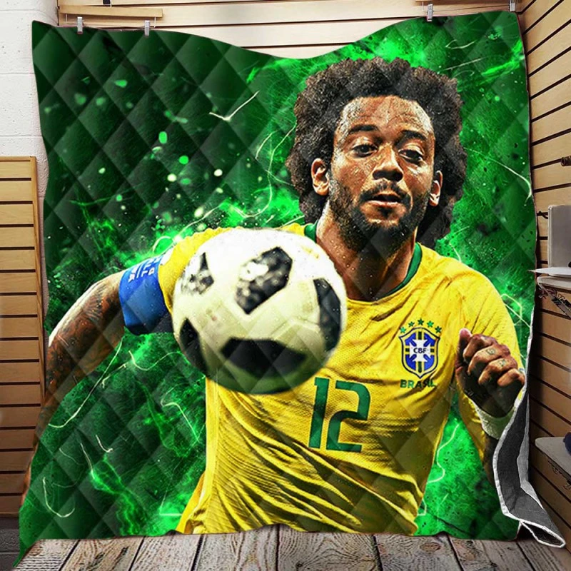 Encouraging Football Player Marcelo Vieira Quilt Blanket