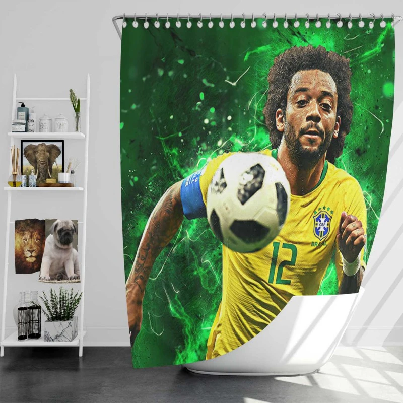 Encouraging Football Player Marcelo Vieira Shower Curtain