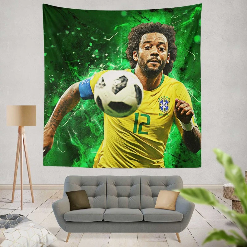 Encouraging Football Player Marcelo Vieira Tapestry