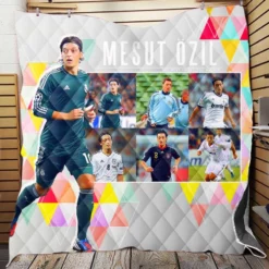 Encouraging Football Player Mesut Ozil Quilt Blanket