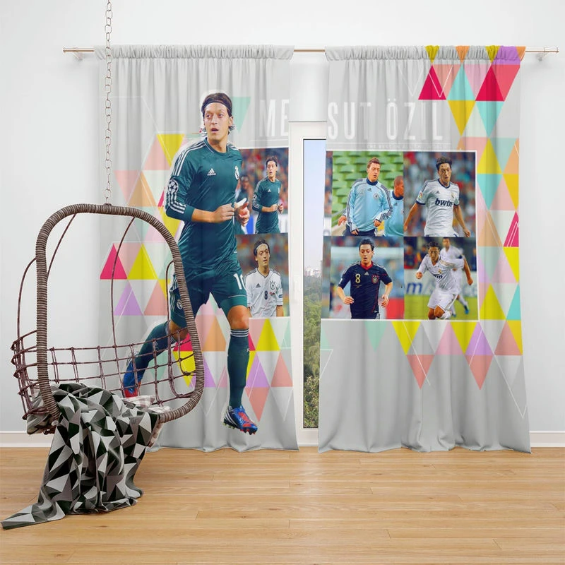 Encouraging Football Player Mesut Ozil Window Curtain