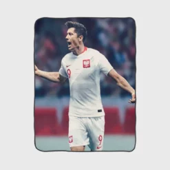 Encouraging Football Player Robert Lewandowski Fleece Blanket 1