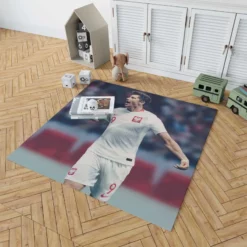 Encouraging Football Player Robert Lewandowski Rug 1