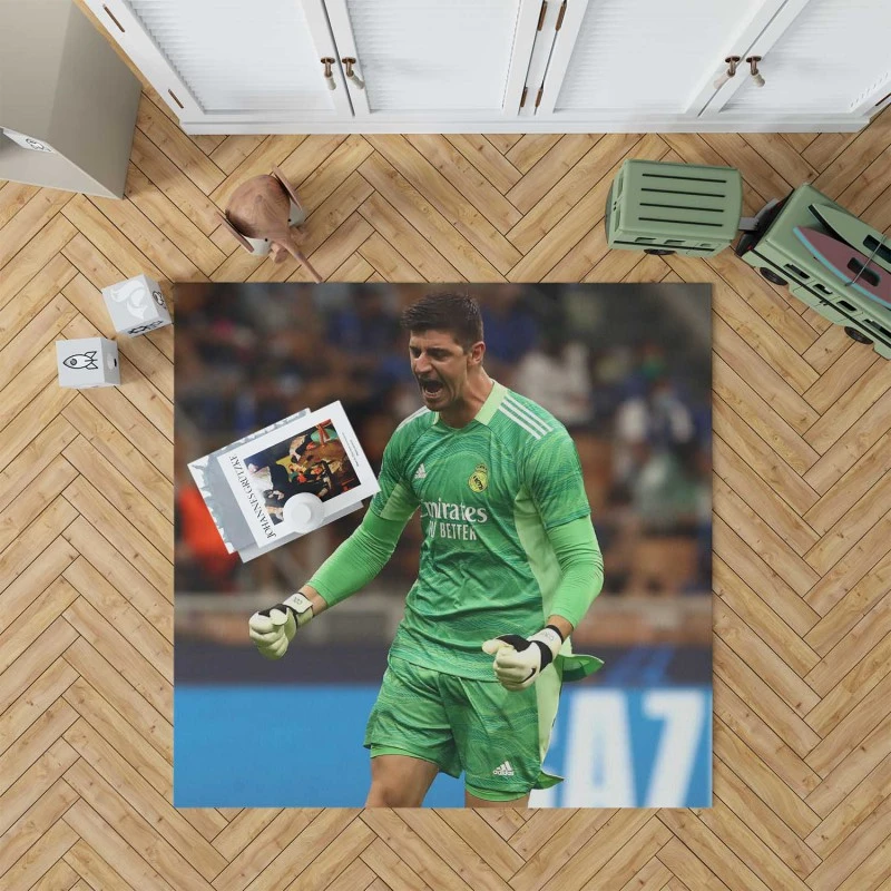 Encouraging Football Thibaut Courtois Rug