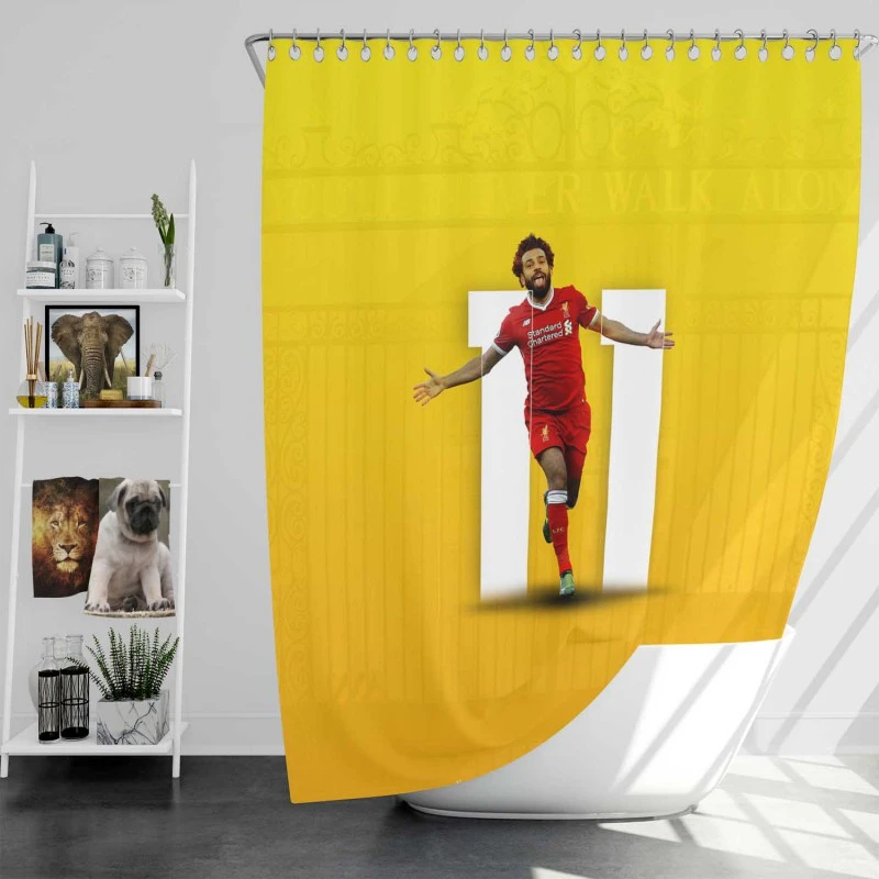 Enduring Liverpool Football Player Mohamed Salah Shower Curtain