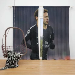 Enduring PSG Football Player Neymar Window Curtain