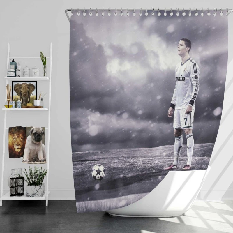 Enduring Real Madrid Cristiano Ronaldo Football Player Shower Curtain