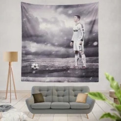 Enduring Real Madrid Cristiano Ronaldo Football Player Tapestry