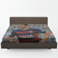 Energetic Barca Soccer Player Luis Suarez Fitted Sheet 1