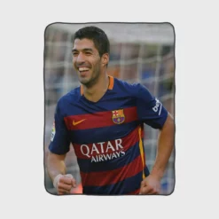 Energetic Barca Soccer Player Luis Suarez Fleece Blanket 1