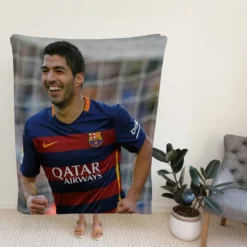 Energetic Barca Soccer Player Luis Suarez Fleece Blanket