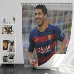 Energetic Barca Soccer Player Luis Suarez Shower Curtain