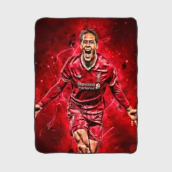 Energetic Dutch Soccer Player Virgil van Dijk Fleece Blanket 1