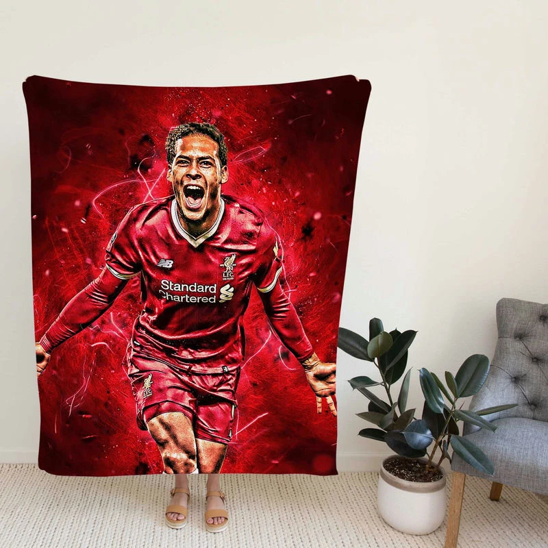 Energetic Dutch Soccer Player Virgil van Dijk Fleece Blanket