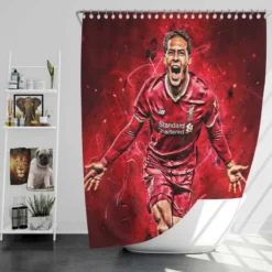 Energetic Dutch Soccer Player Virgil van Dijk Shower Curtain