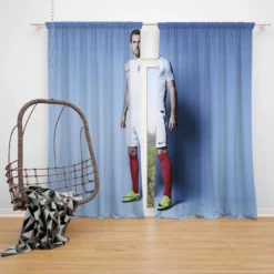 Energetic English Player Harry Kane Window Curtain