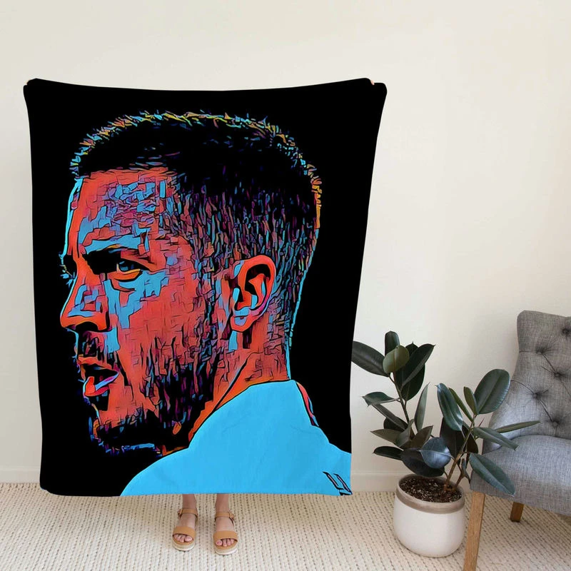 Energetic Football Player Eden Hazard Fleece Blanket