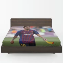 Energetic Football Player Lionel Messi Fitted Sheet 1