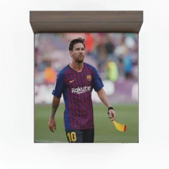 Energetic Football Player Lionel Messi Fitted Sheet
