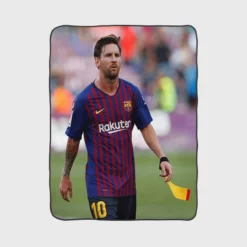 Energetic Football Player Lionel Messi Fleece Blanket 1