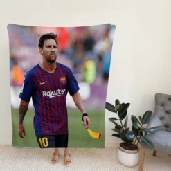 Energetic Football Player Lionel Messi Fleece Blanket