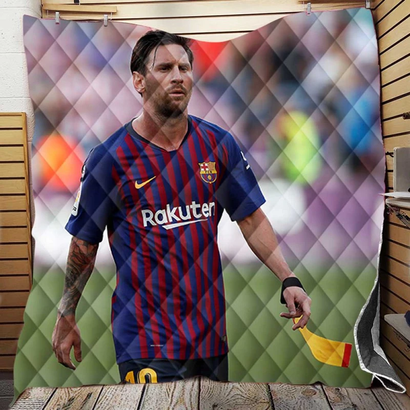 Energetic Football Player Lionel Messi Quilt Blanket