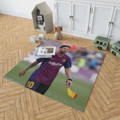 Energetic Football Player Lionel Messi Rug 1