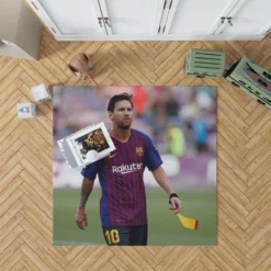 Energetic Football Player Lionel Messi Rug