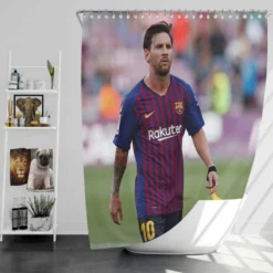 Energetic Football Player Lionel Messi Shower Curtain