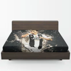 Energetic Football Player Paulo Dybala Fitted Sheet 1