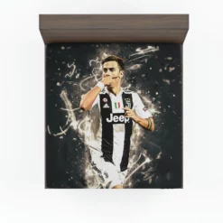 Energetic Football Player Paulo Dybala Fitted Sheet