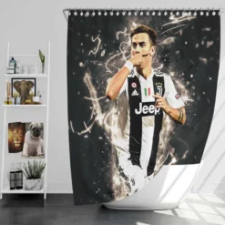 Energetic Football Player Paulo Dybala Shower Curtain