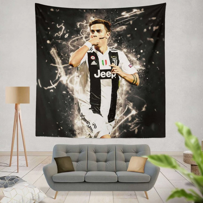 Energetic Football Player Paulo Dybala Tapestry