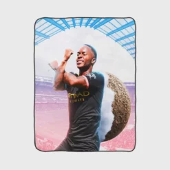 Energetic Football Player Raheem Sterling Fleece Blanket 1