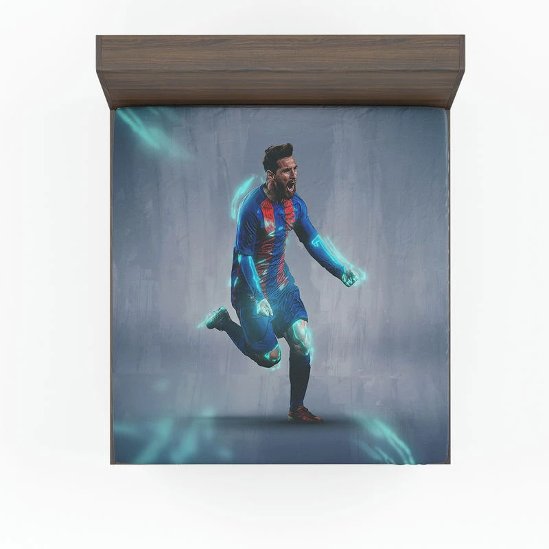 Energetic Footballer Lionel Messi Fitted Sheet